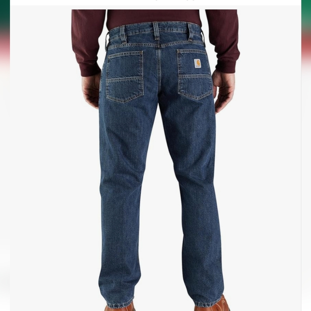 Carhartt Flannel Lined Relaxed Fit Five Pocket Jeans 33 X 30 - Picture 2 of 12